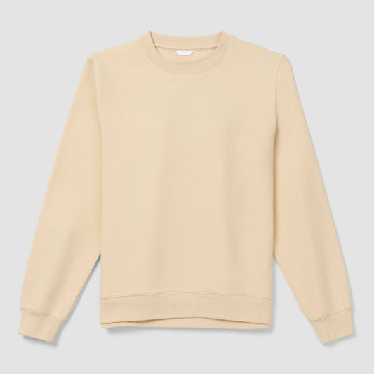 Sweat à capuche à col rond de couleur crème, fond uni