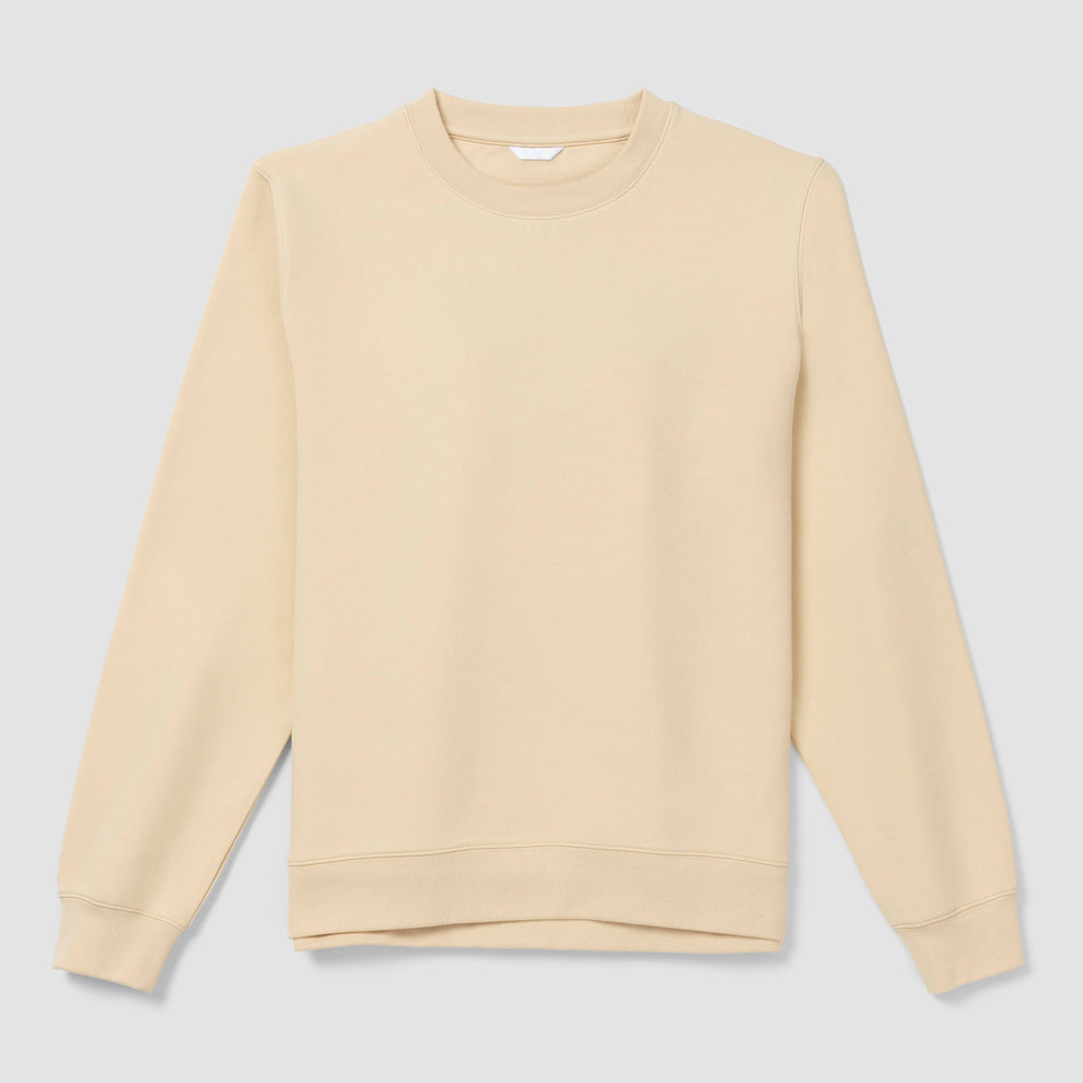 Sweat à capuche à col rond de couleur crème, fond uni