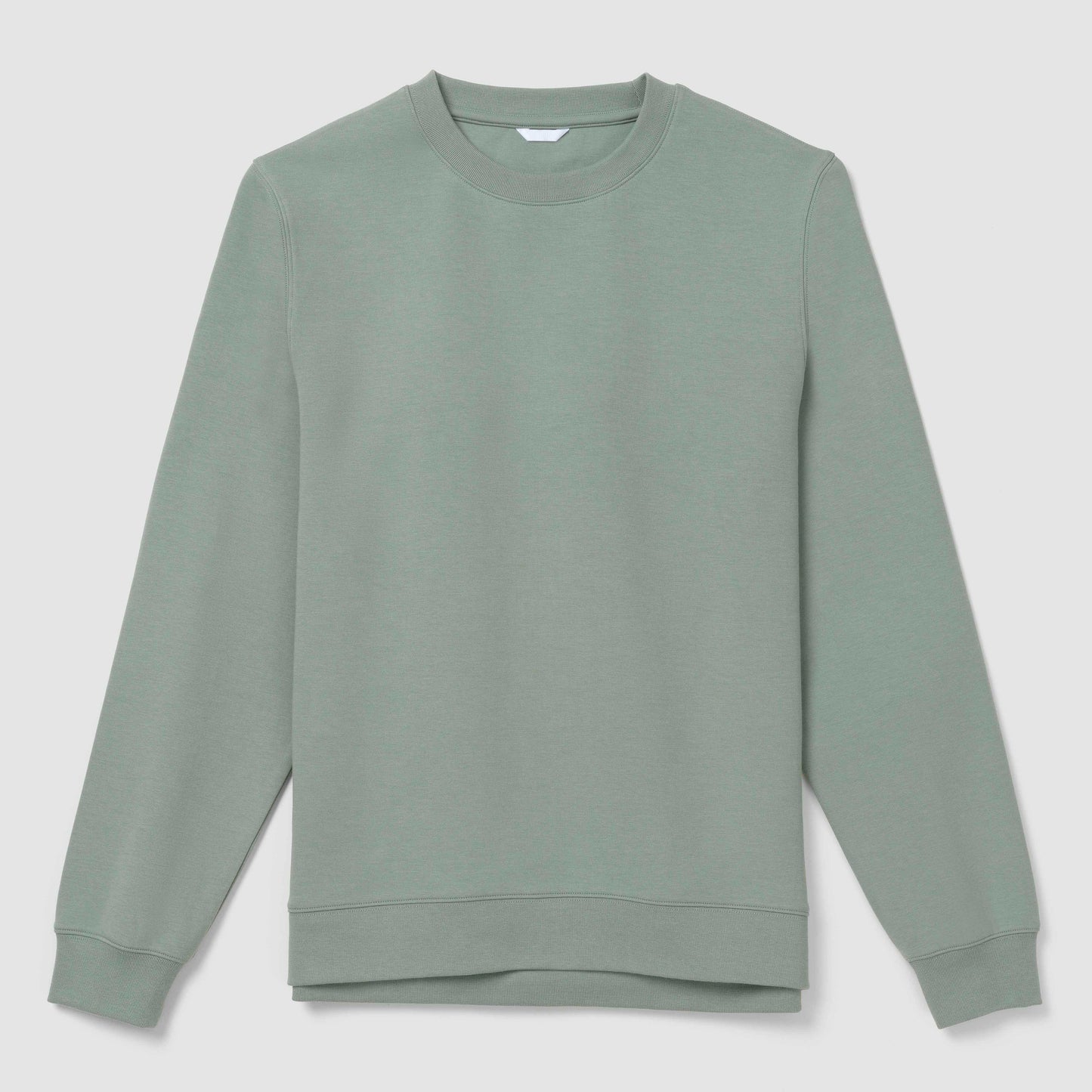 Sage green crewneck hoodie on plain background