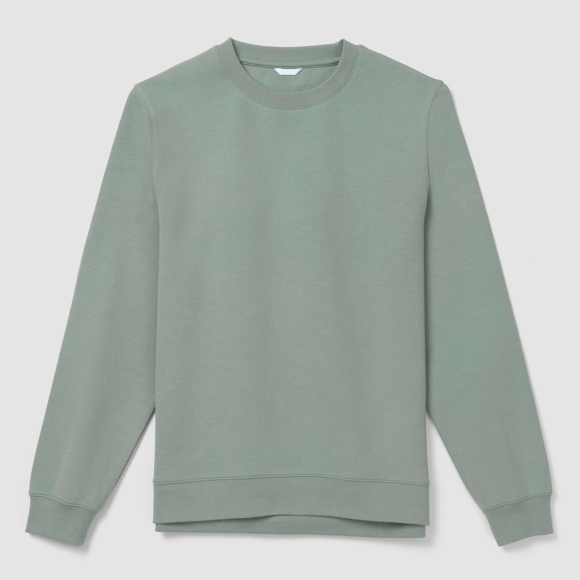 Sage green crewneck hoodie on plain background