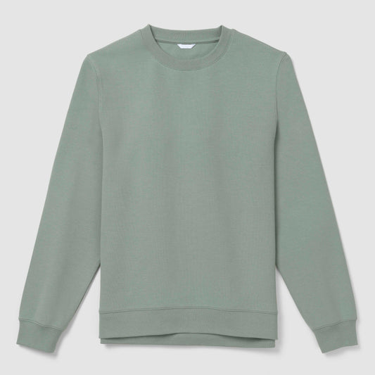 Sweat à capuche à col rond vert sauge sur fond uni