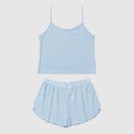 Vue de face d'un pyjama bleu clair