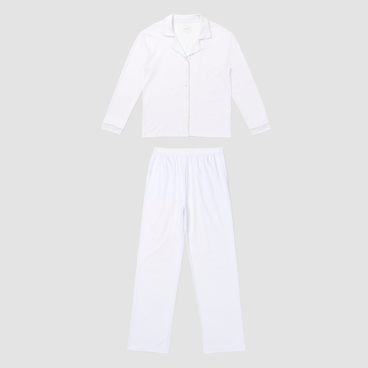 Ava classic pajama set in white front short on plain background