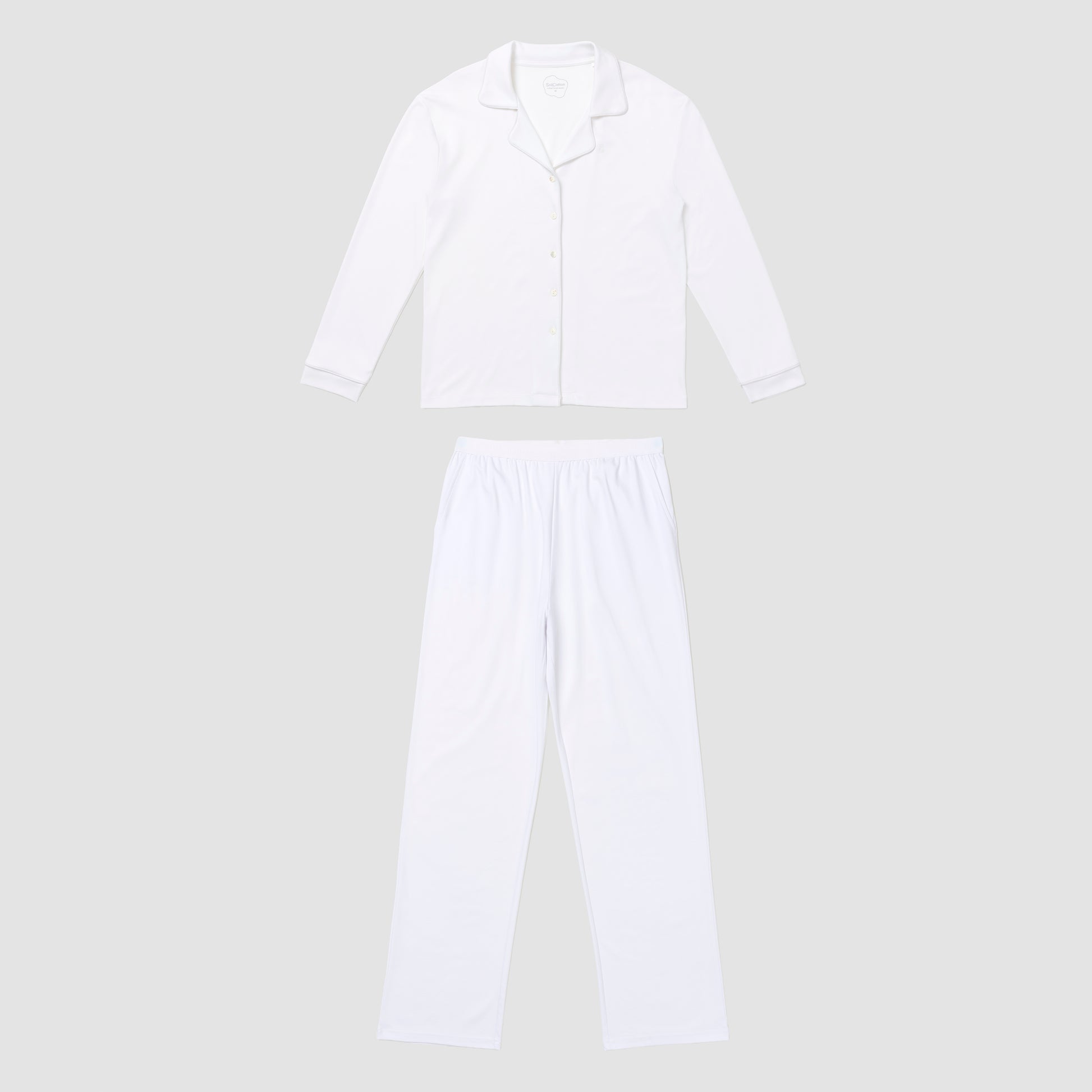 Ava classic pajama set in white front short on plain background