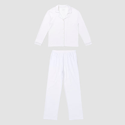 Ava classic pajama set in white front short on plain background