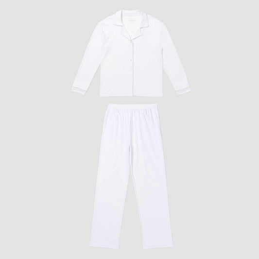 Ensemble de pyjama classique Ava, avec un short blanc sur fond uni