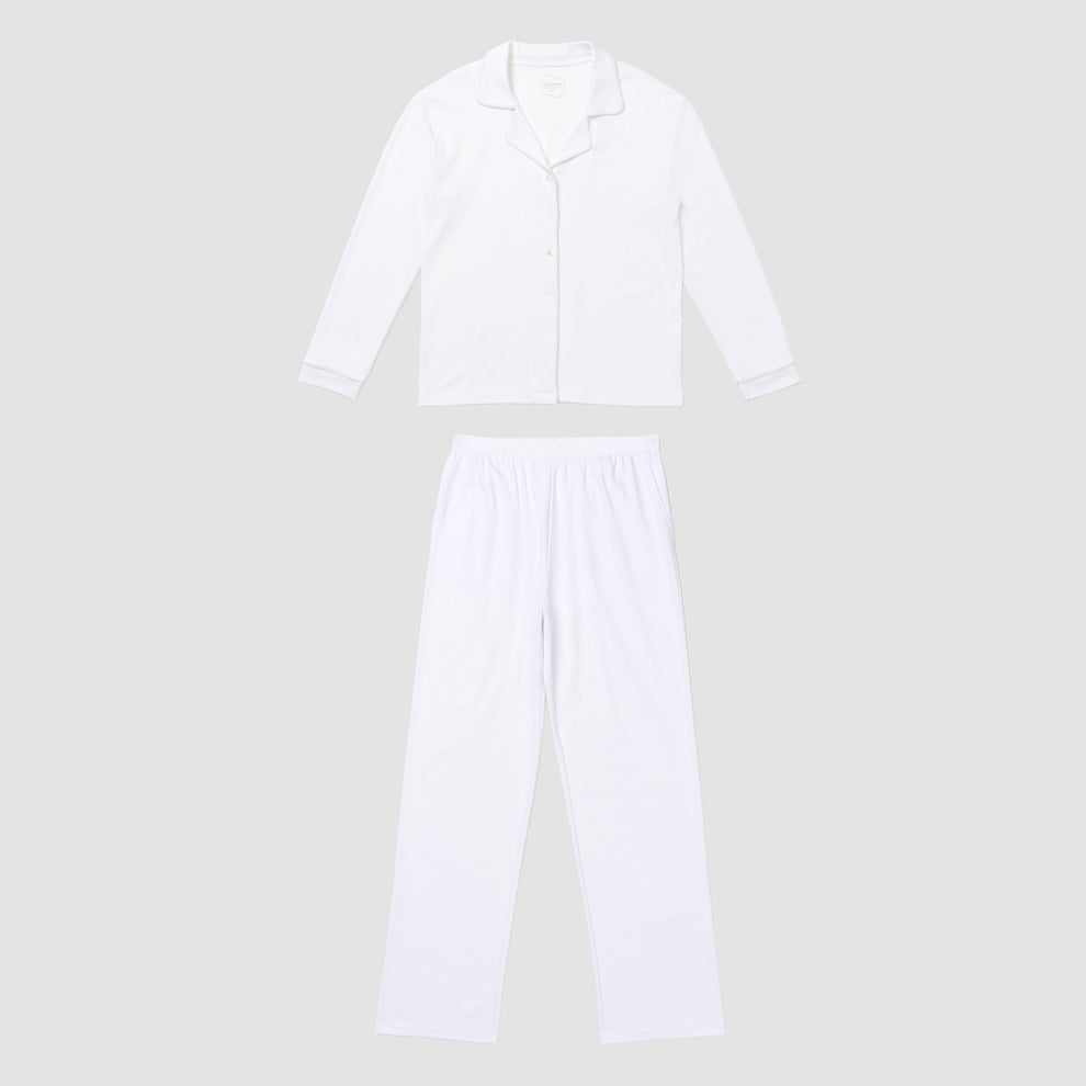 Ava classic pajama set in white front short on plain background