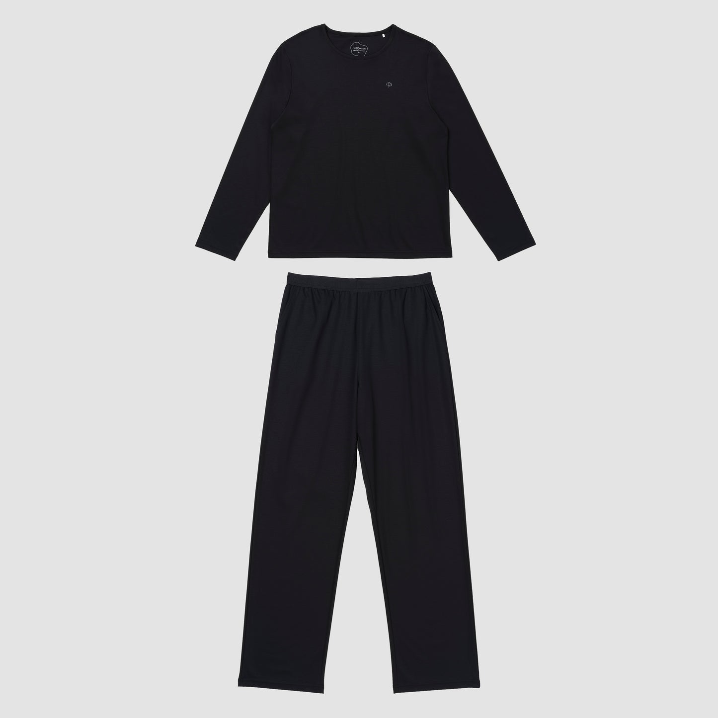 Black pajama set on grey background