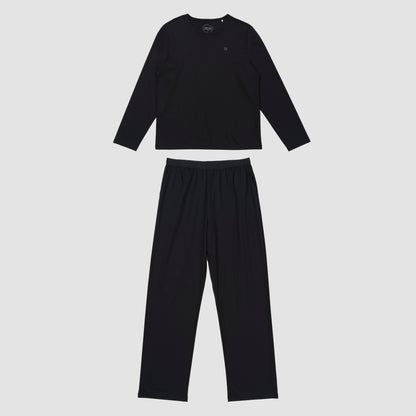 Black pajama set on grey background