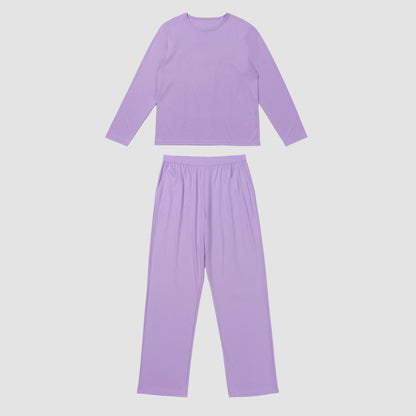 Lavender pajama set on white background