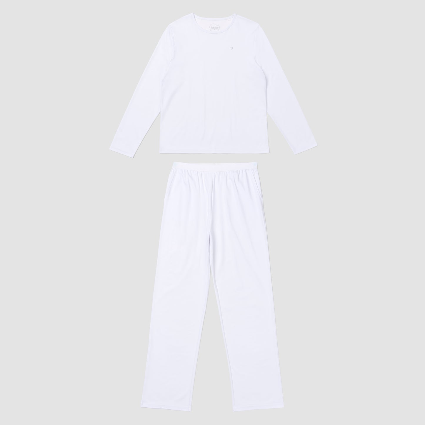 White pajama set in plain grey background