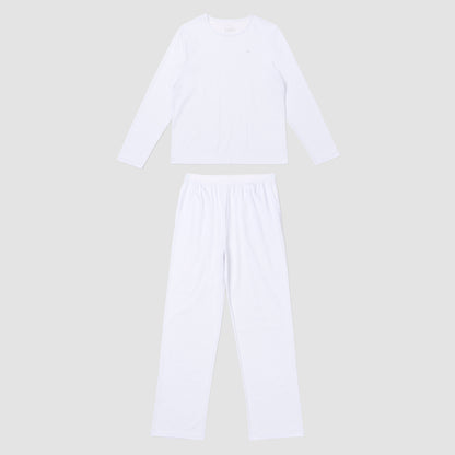 White pajama set in plain grey background