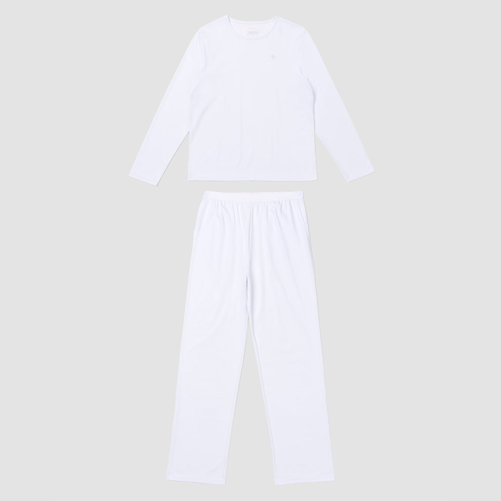 White pajama set in plain grey background