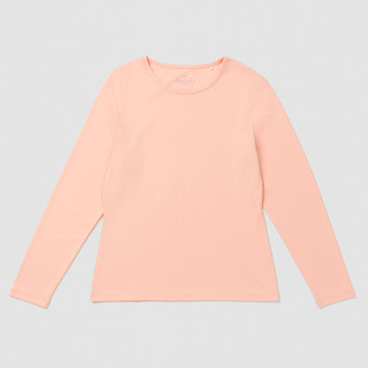 Salmon long-sleeve shirt on a light gray background