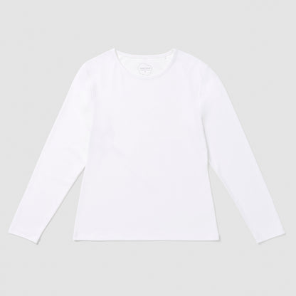 White long-sleeve shirt on a light gray background
