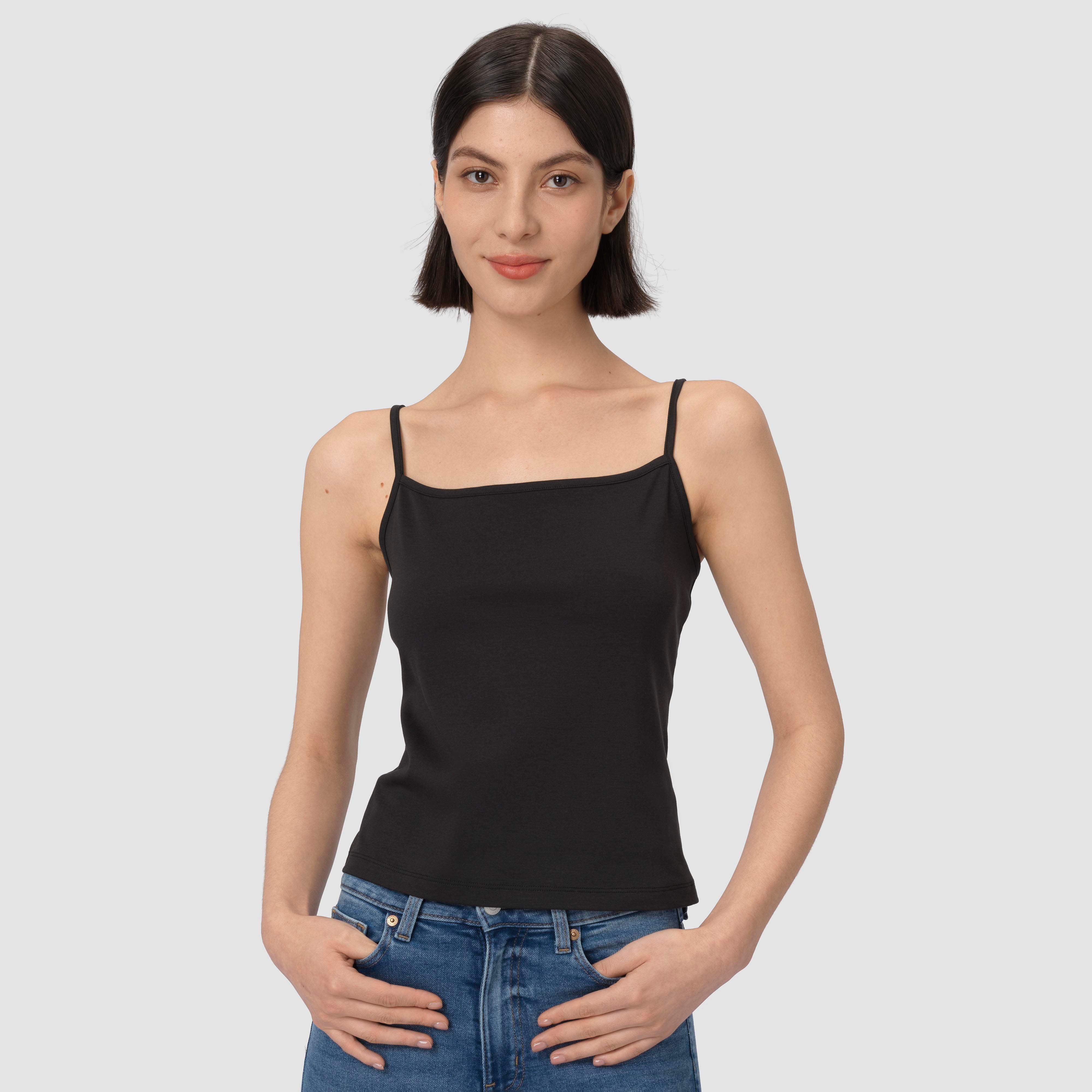 Eliot Spaghetti Strap Top - Black Noir