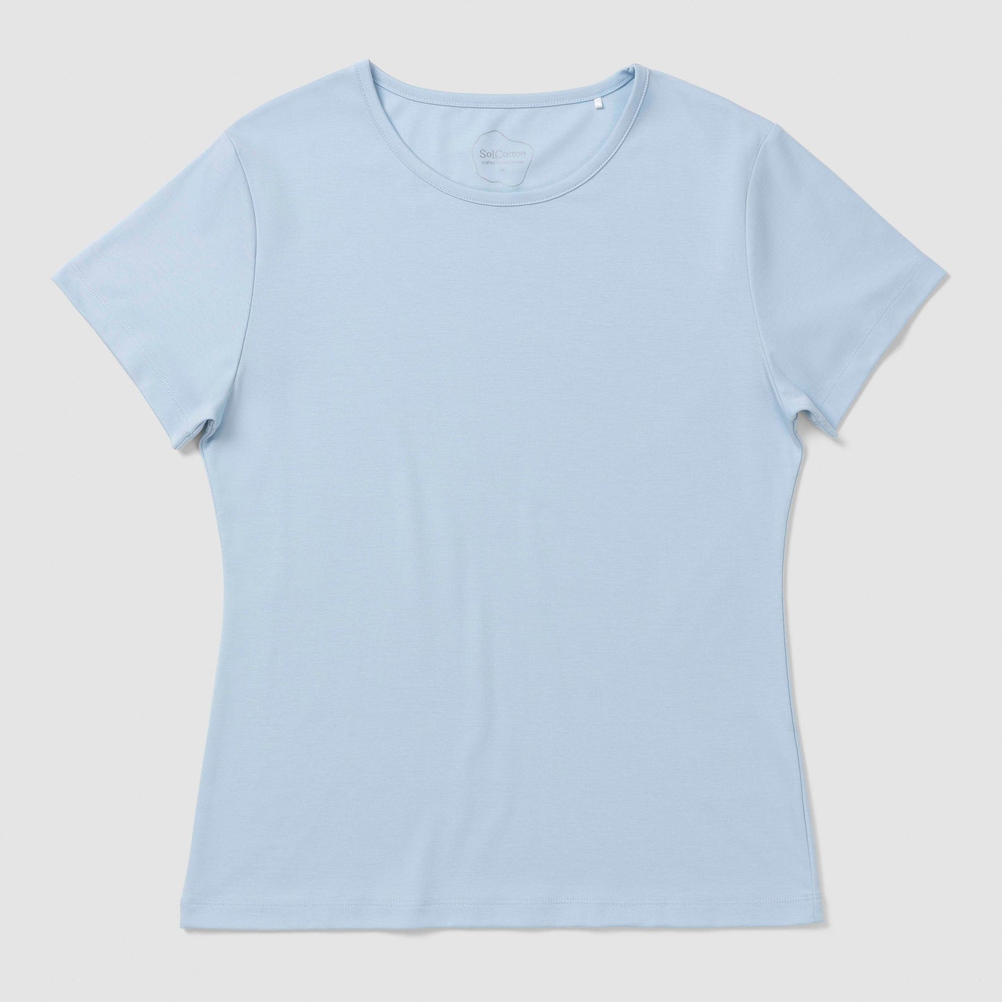 Light blue t-shirt on a light gray background