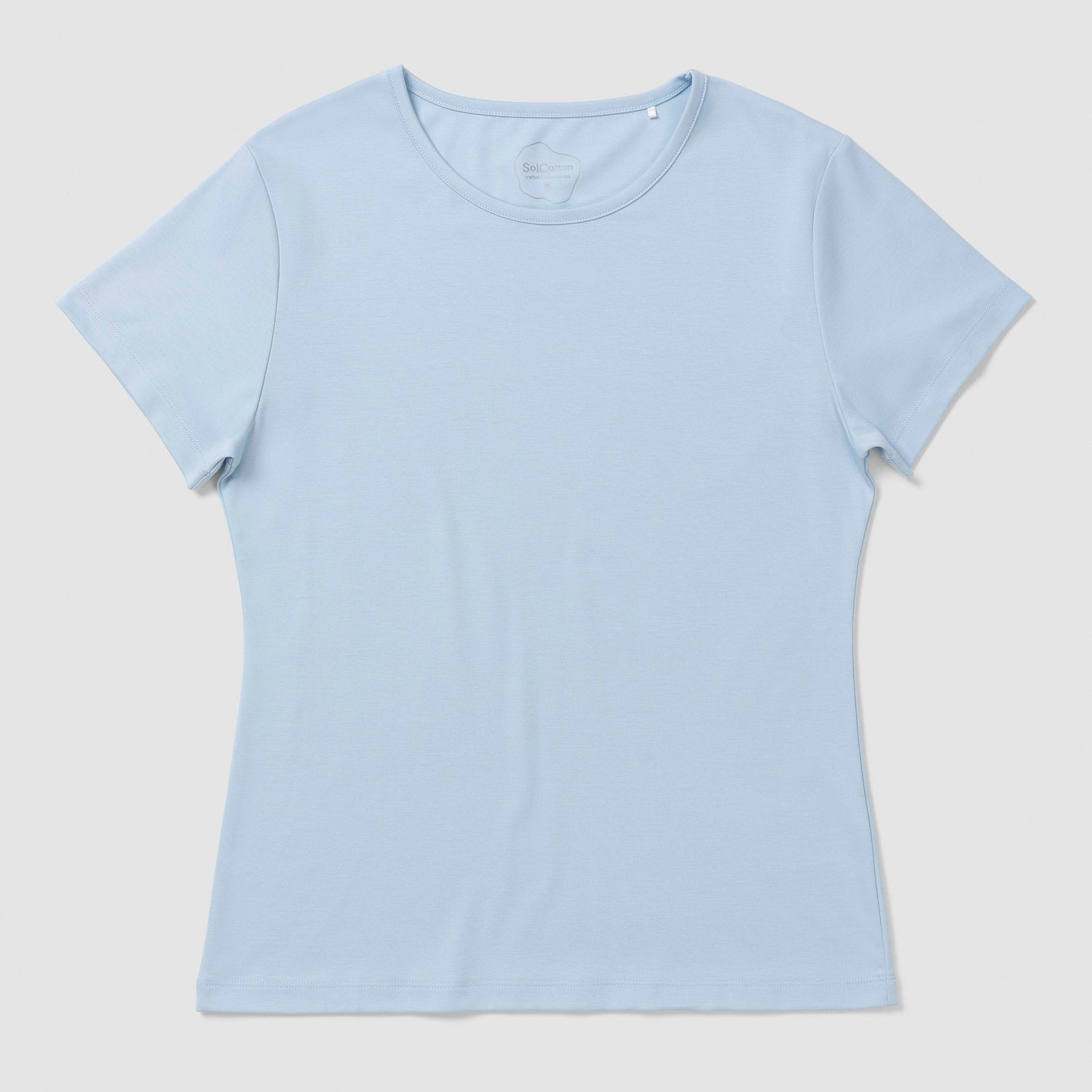 Light blue t-shirt on a light gray background