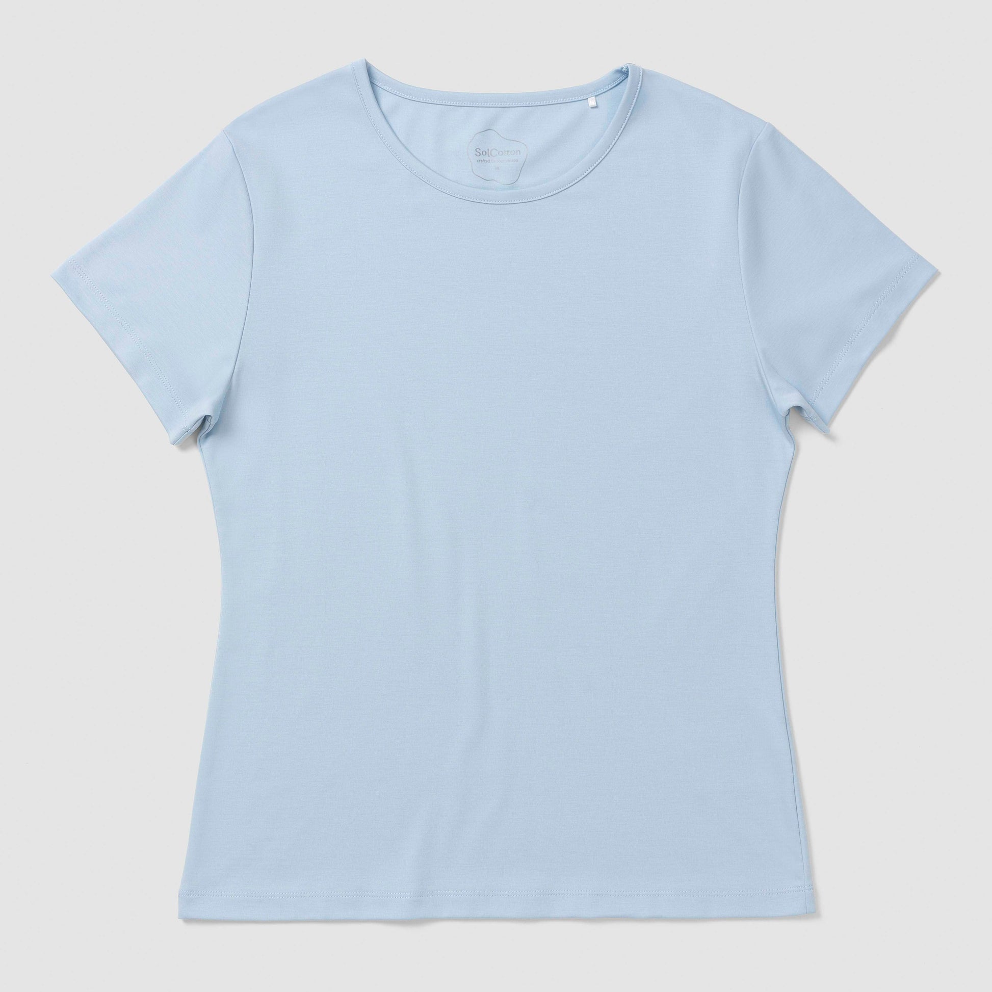 Light blue t-shirt on a light gray background