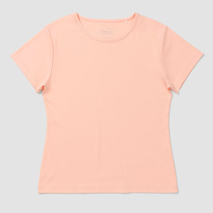 Light salmon pink t-shirt on a light gray background