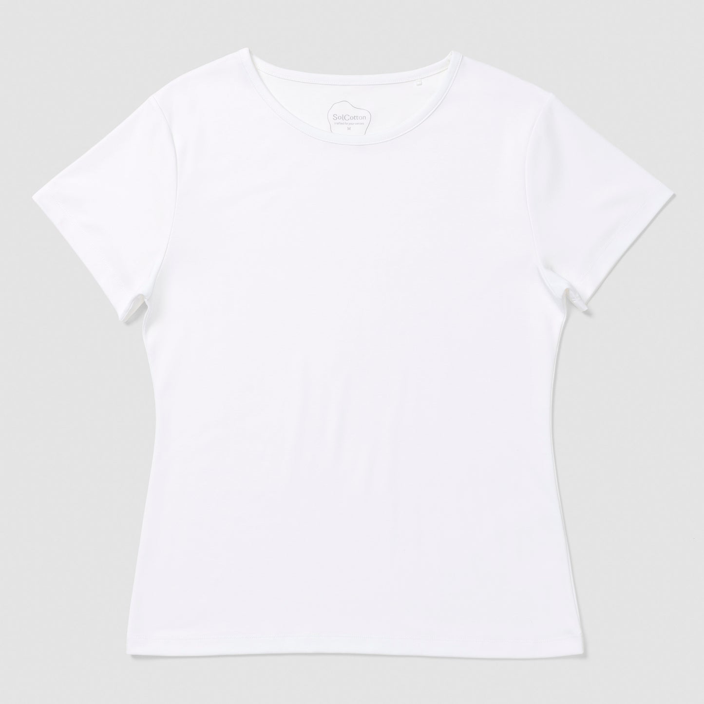White t-shirt on a light gray background