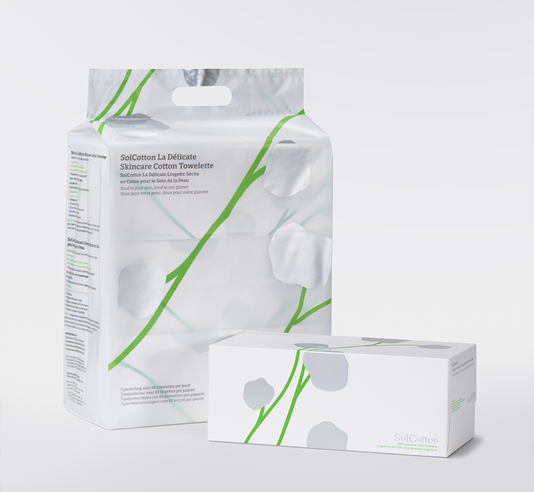 Bag of 3 boxes of 100% premium cotton towelette for skincare routine with floral design 