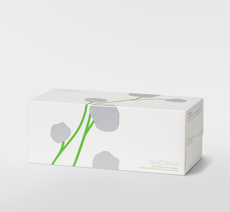 Box of 100% premium cotton towelette skincare routine with floral design 