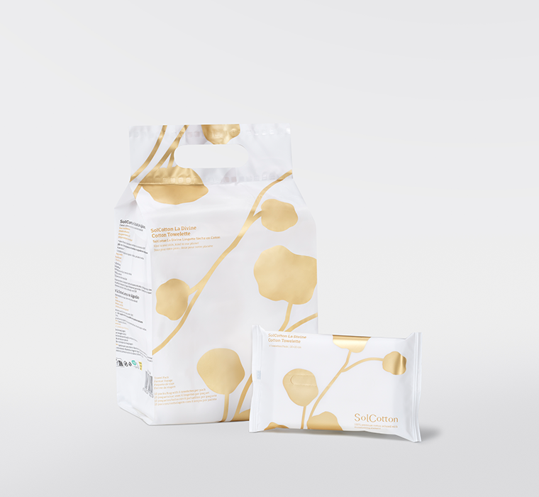 Skincare 100% premium cotton towelette La divine travel edition pack of 3 packaging 