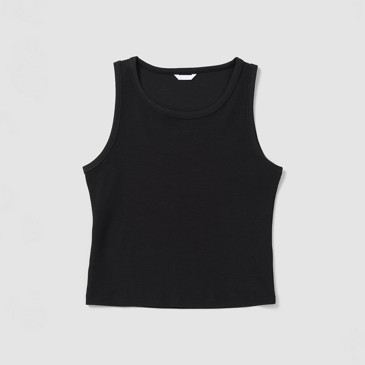 Black tank top on a light gray background