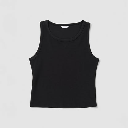 Black tank top on a light gray background