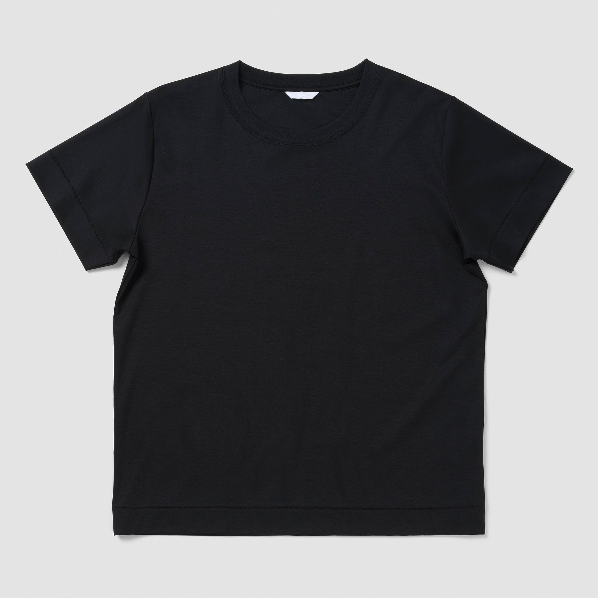 Black t-shirt on a light gray background