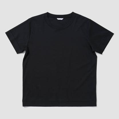 Black t-shirt on a light gray background