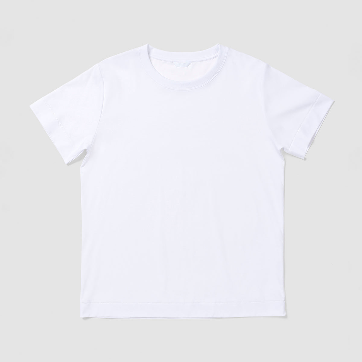 White t-shirt on a light gray background